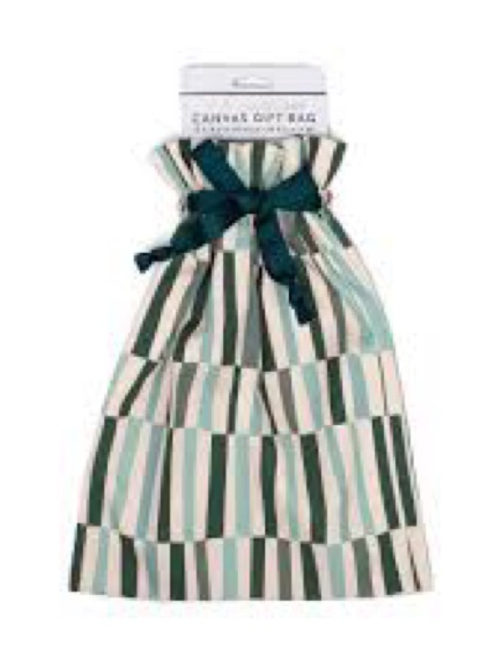 Target Striped Canvas Drawstring Gift Bag in Green, White, Teal